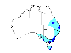 Image of Range of Yellow-tailed Black-cockatoo